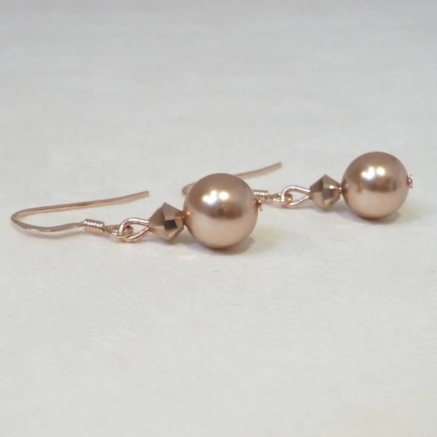 Rose Gold Pearl Drop Earrings