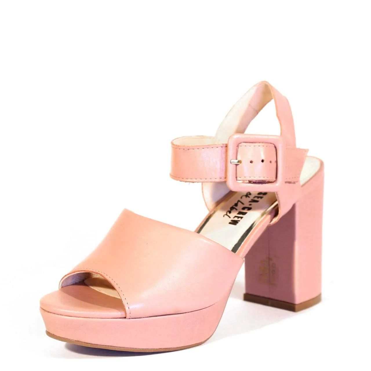 Rose Leather Platform Heels