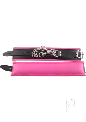 Rouge Black and Pink Padded Leather Adjustable Ankle Cuffs