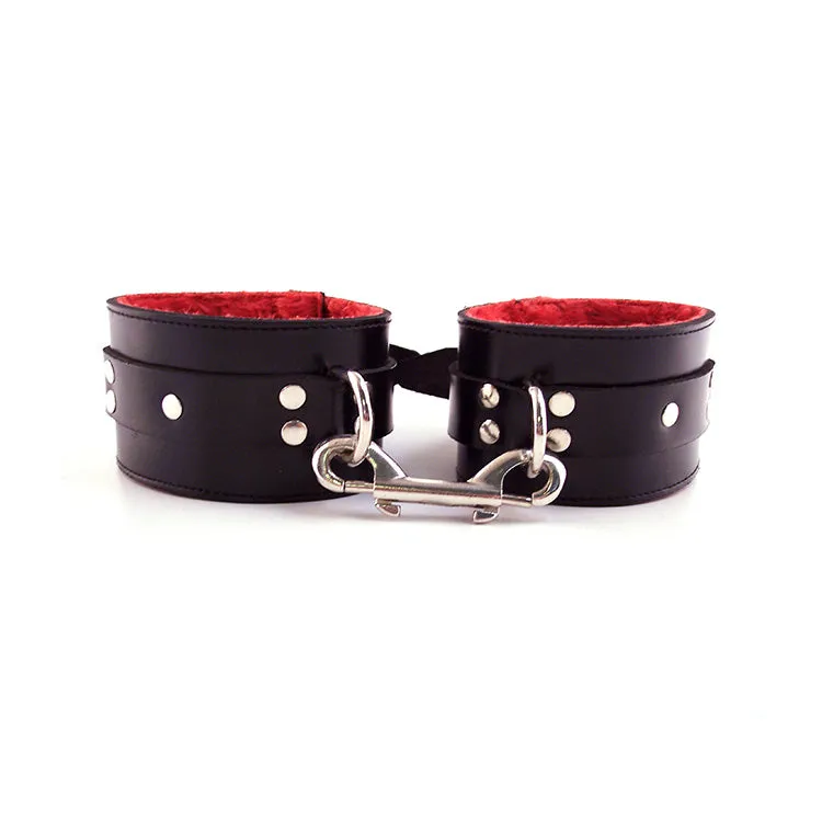 Rouge Leather & Faux Fur Ankle Cuffs