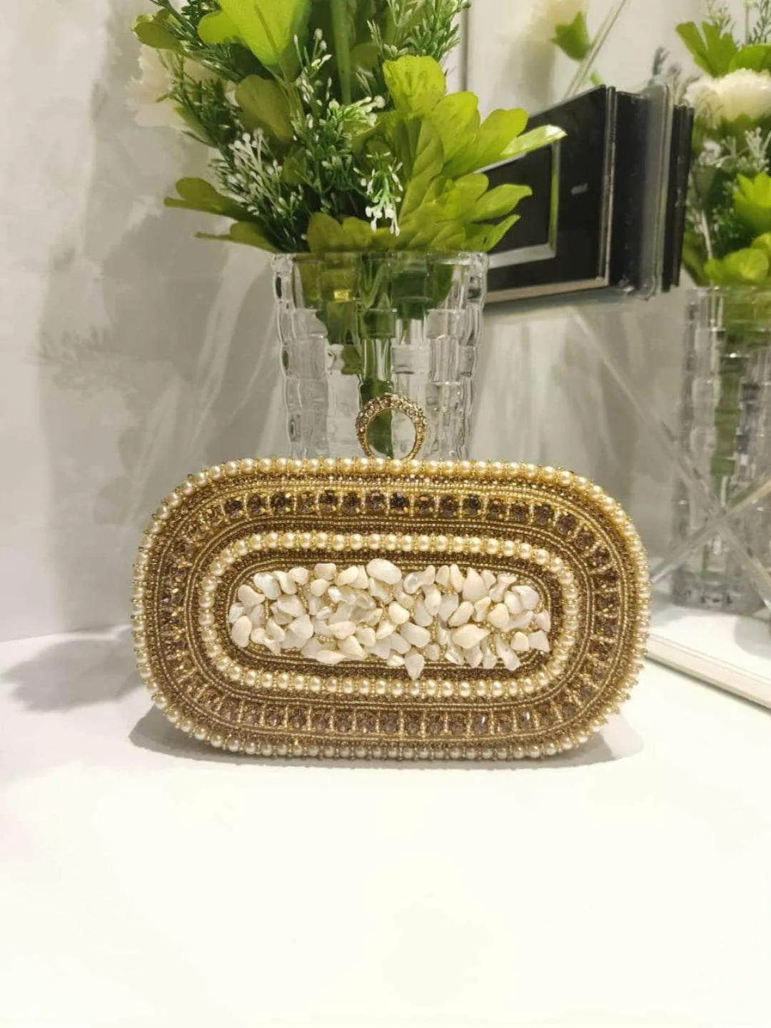 Royal Pearl Beaded Clutch