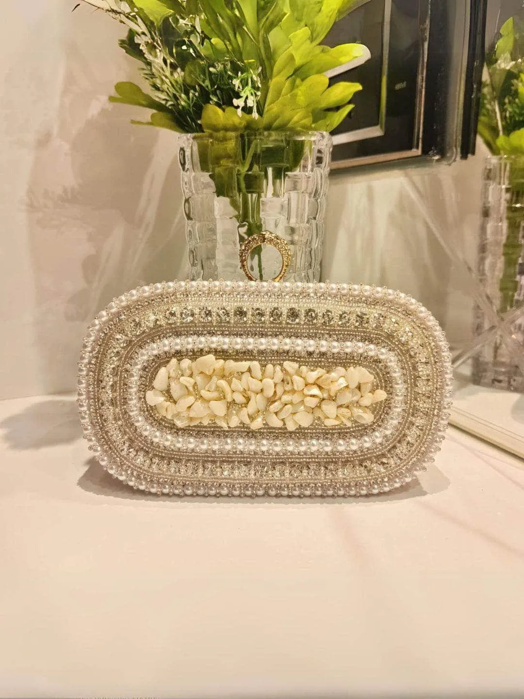 Royal Pearl Beaded Clutch