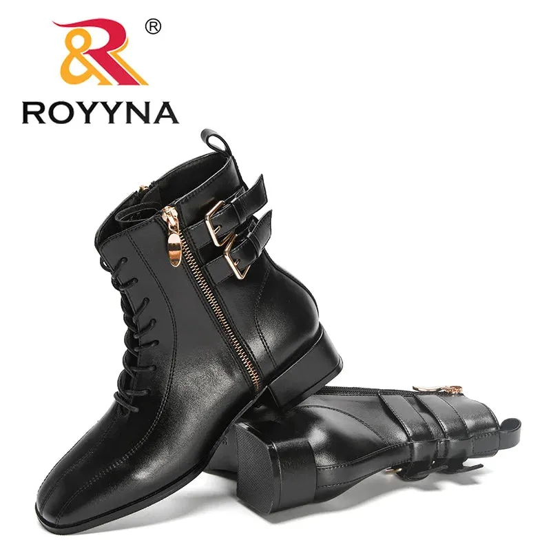 ROYYNA Stylish Lace Up Ankle Boots