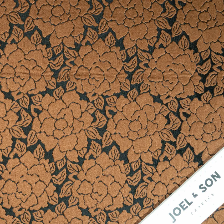 Rust Brown Coloured Floral Brocade