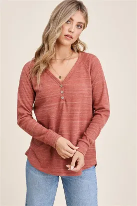 Rust Button Henley