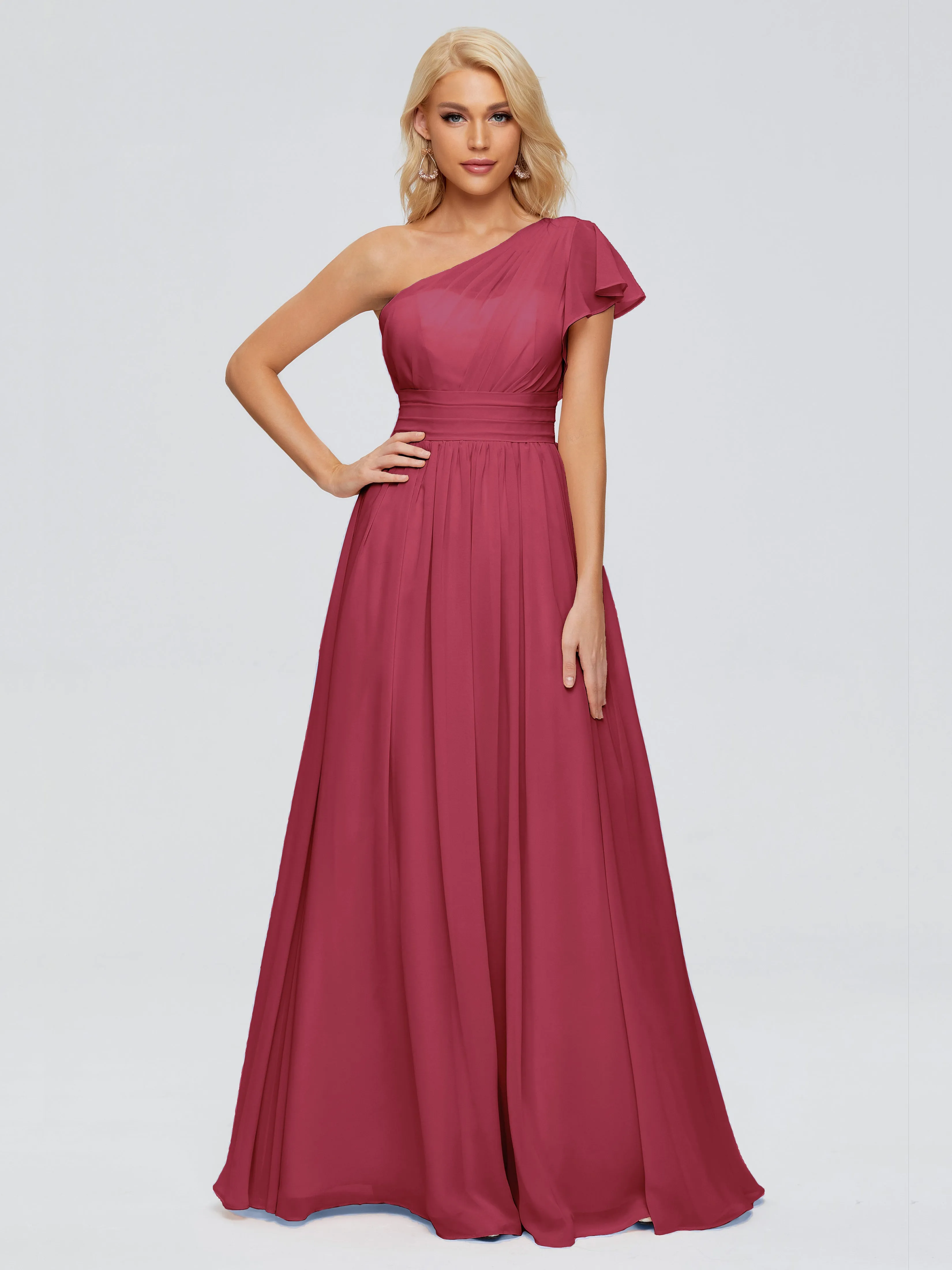 Rylee Gorgeous One Shoulder Pleated Chiffon Bridesmaid Dresses