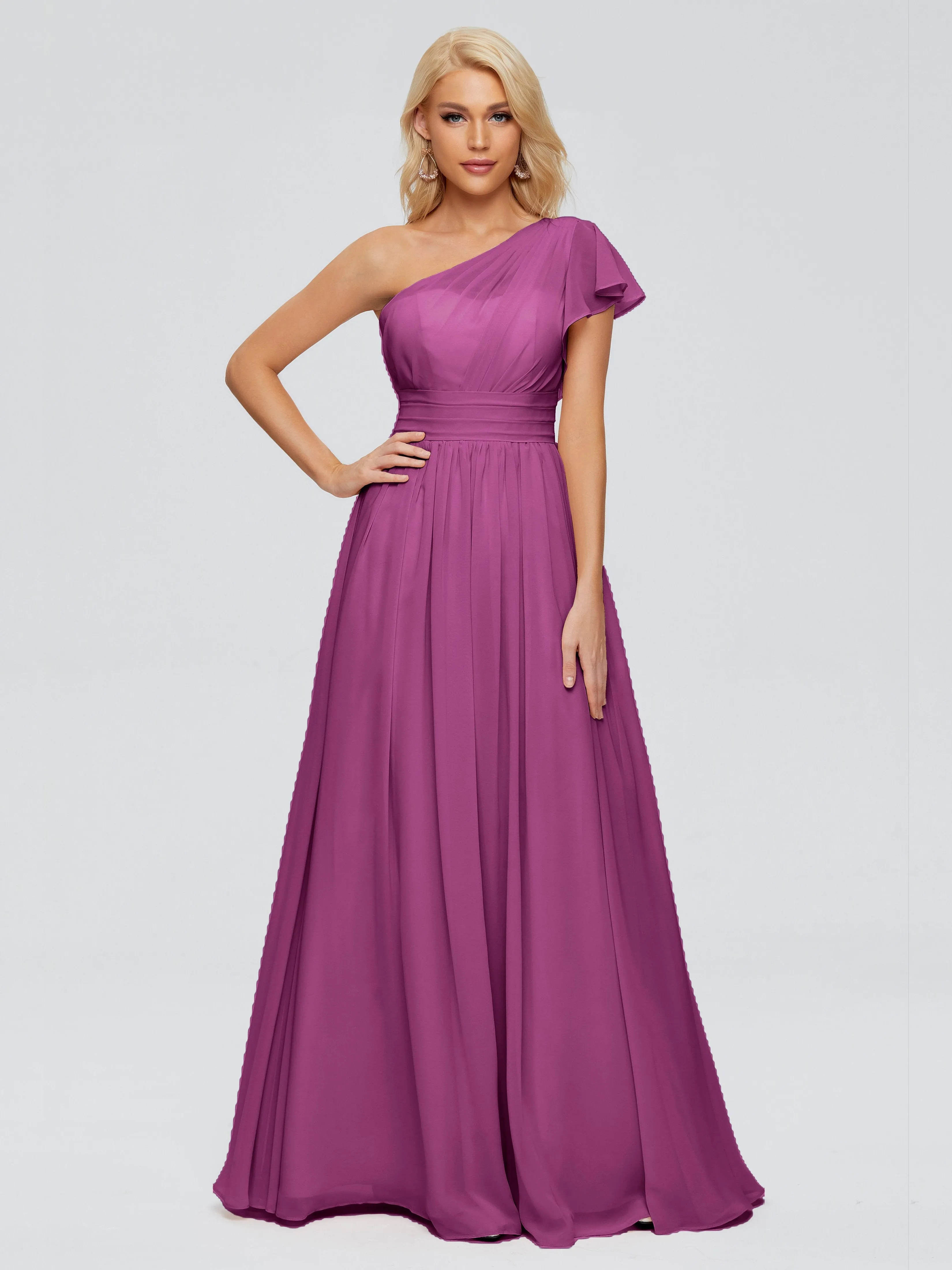 Rylee Gorgeous One Shoulder Pleated Chiffon Bridesmaid Dresses