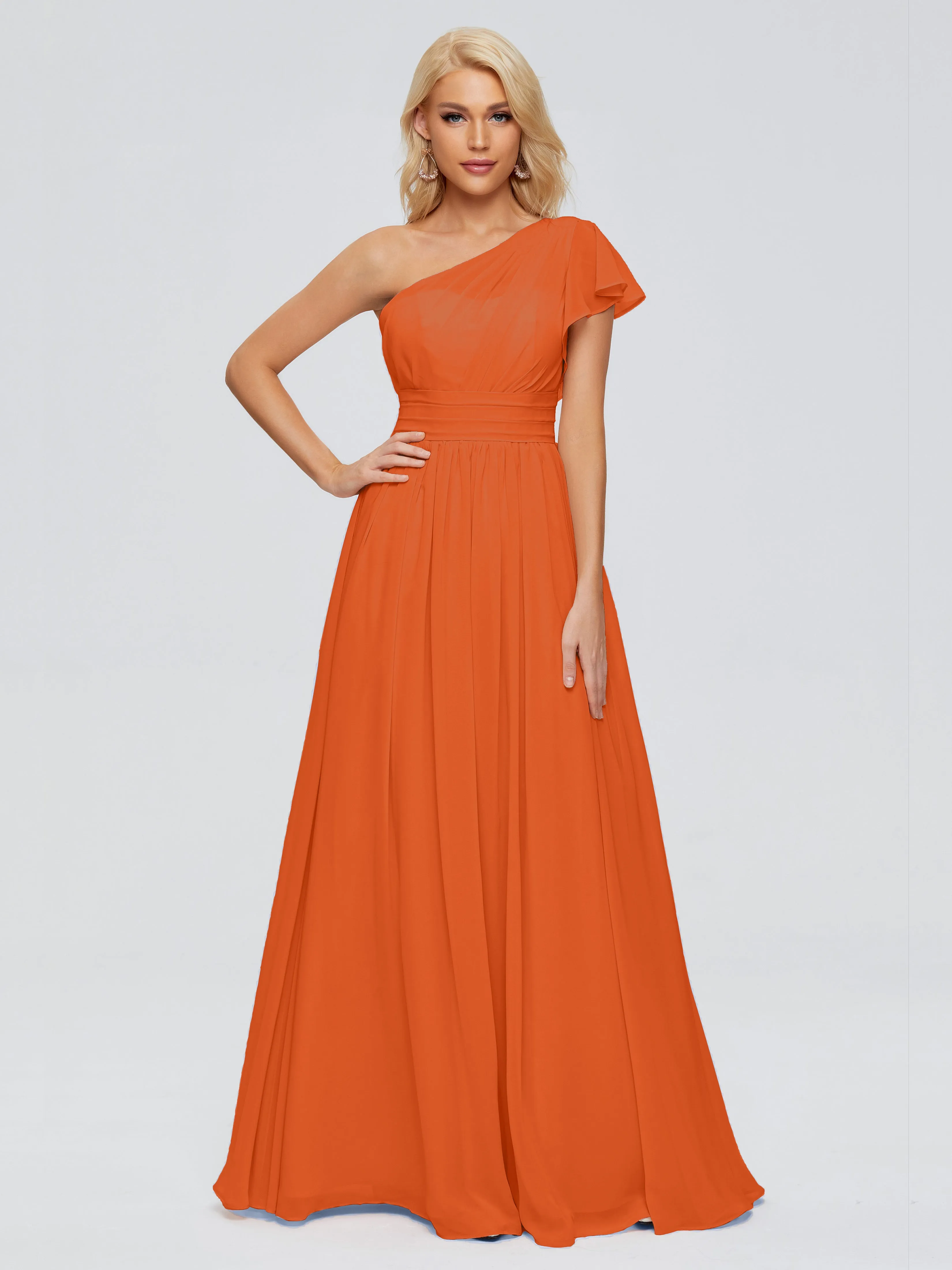 Rylee Gorgeous One Shoulder Pleated Chiffon Bridesmaid Dresses