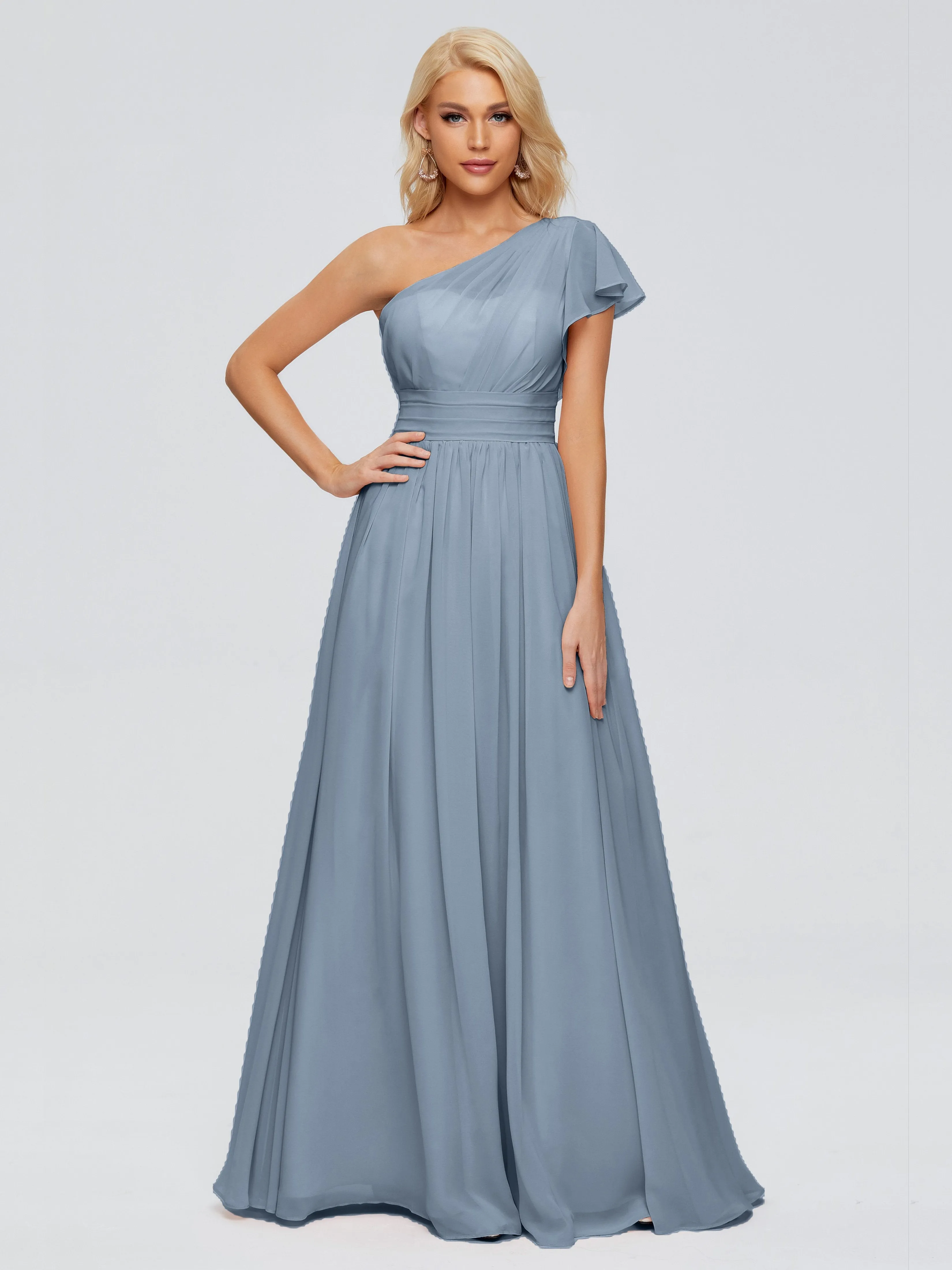 Rylee Gorgeous One Shoulder Pleated Chiffon Bridesmaid Dresses