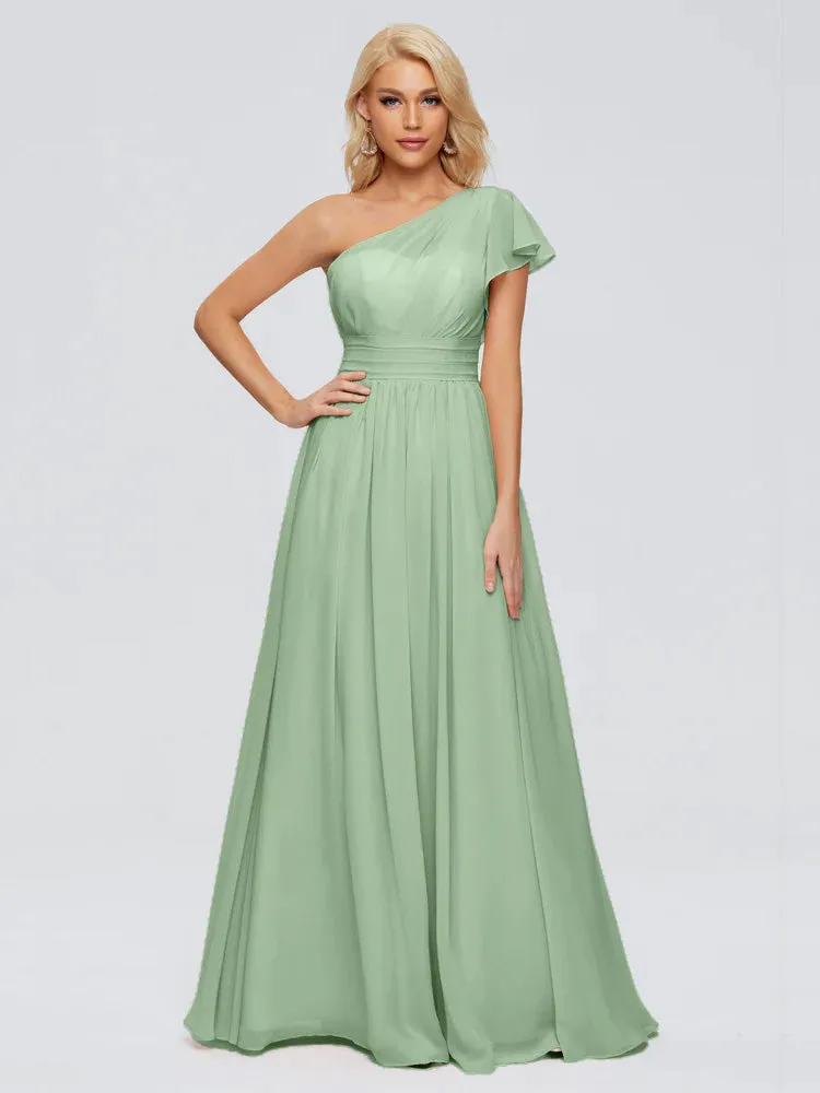 Rylee Gorgeous One Shoulder Pleated Chiffon Bridesmaid Dresses