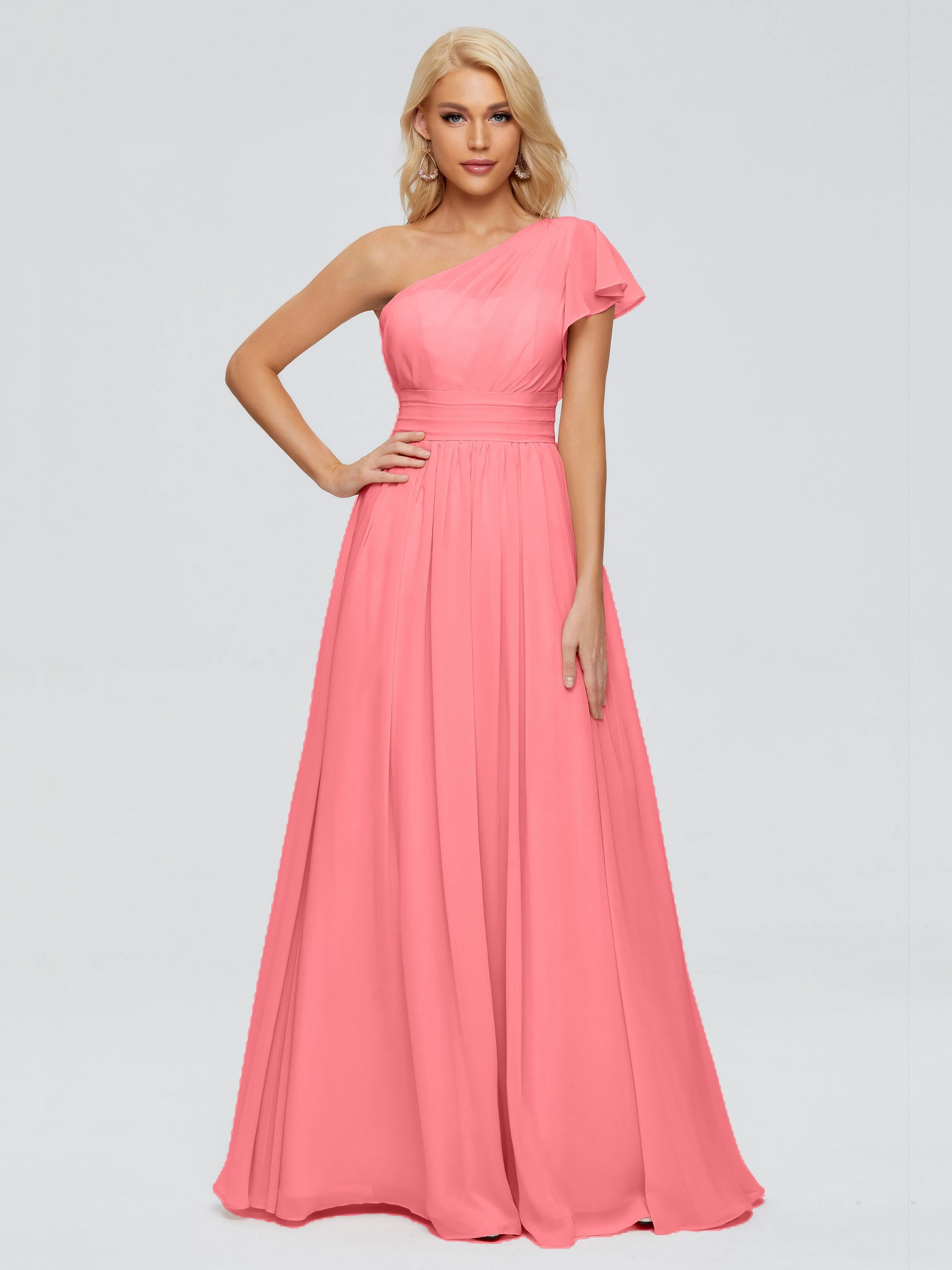 Rylee Gorgeous One Shoulder Pleated Chiffon Bridesmaid Dresses