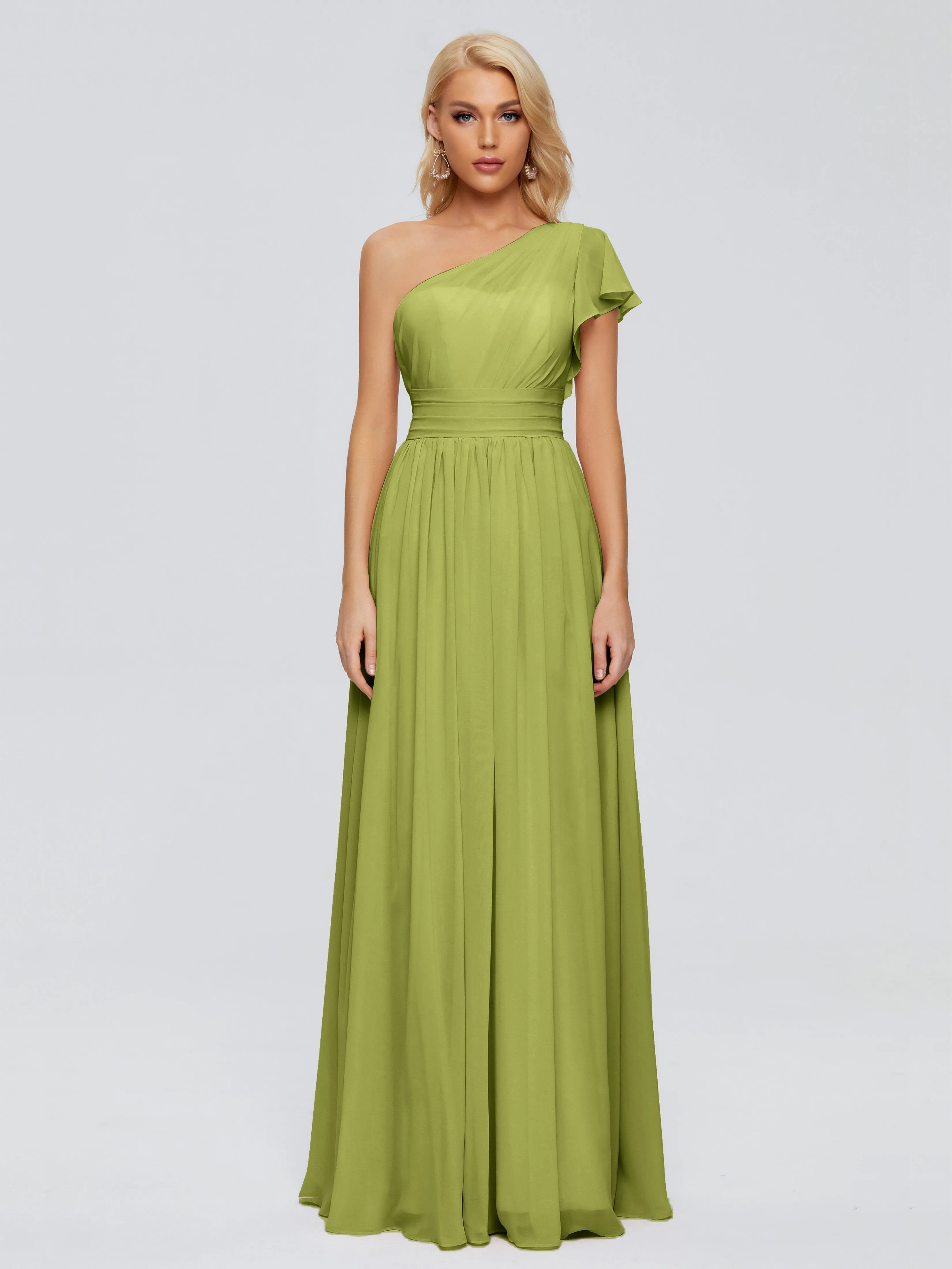 Rylee Gorgeous One Shoulder Pleated Chiffon Bridesmaid Dresses