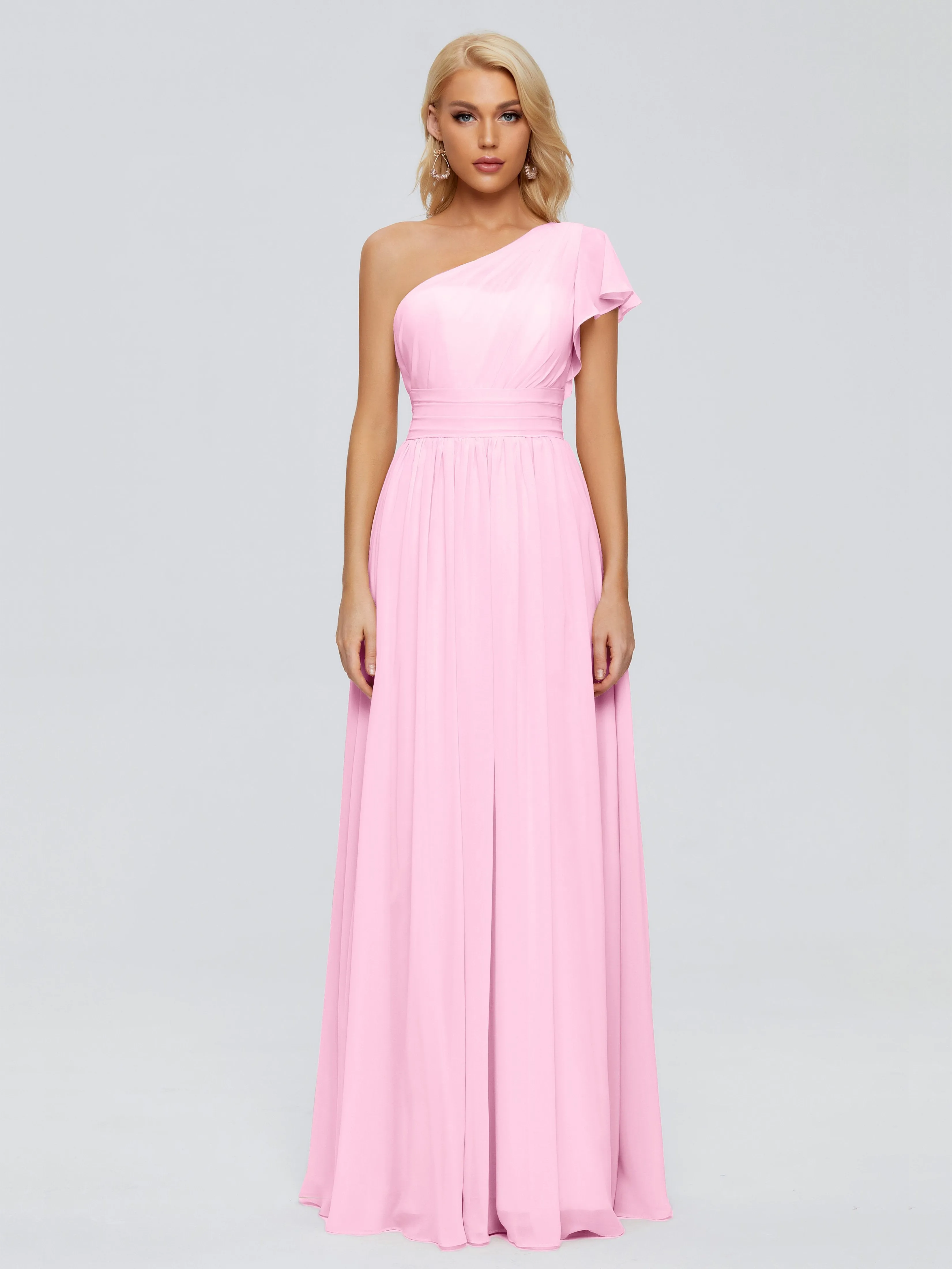 Rylee Gorgeous One Shoulder Pleated Chiffon Bridesmaid Dresses