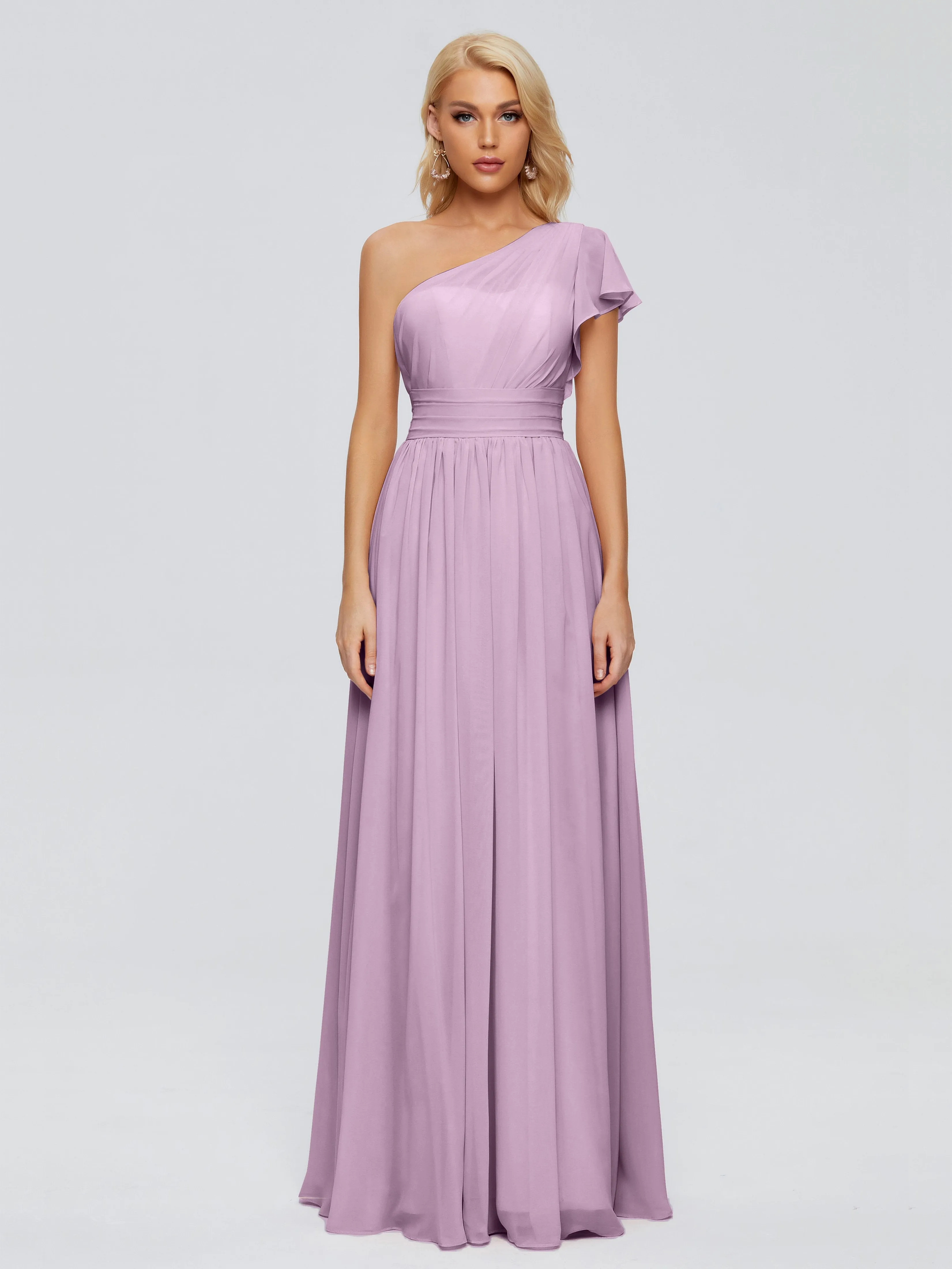 Rylee Gorgeous One Shoulder Pleated Chiffon Bridesmaid Dresses