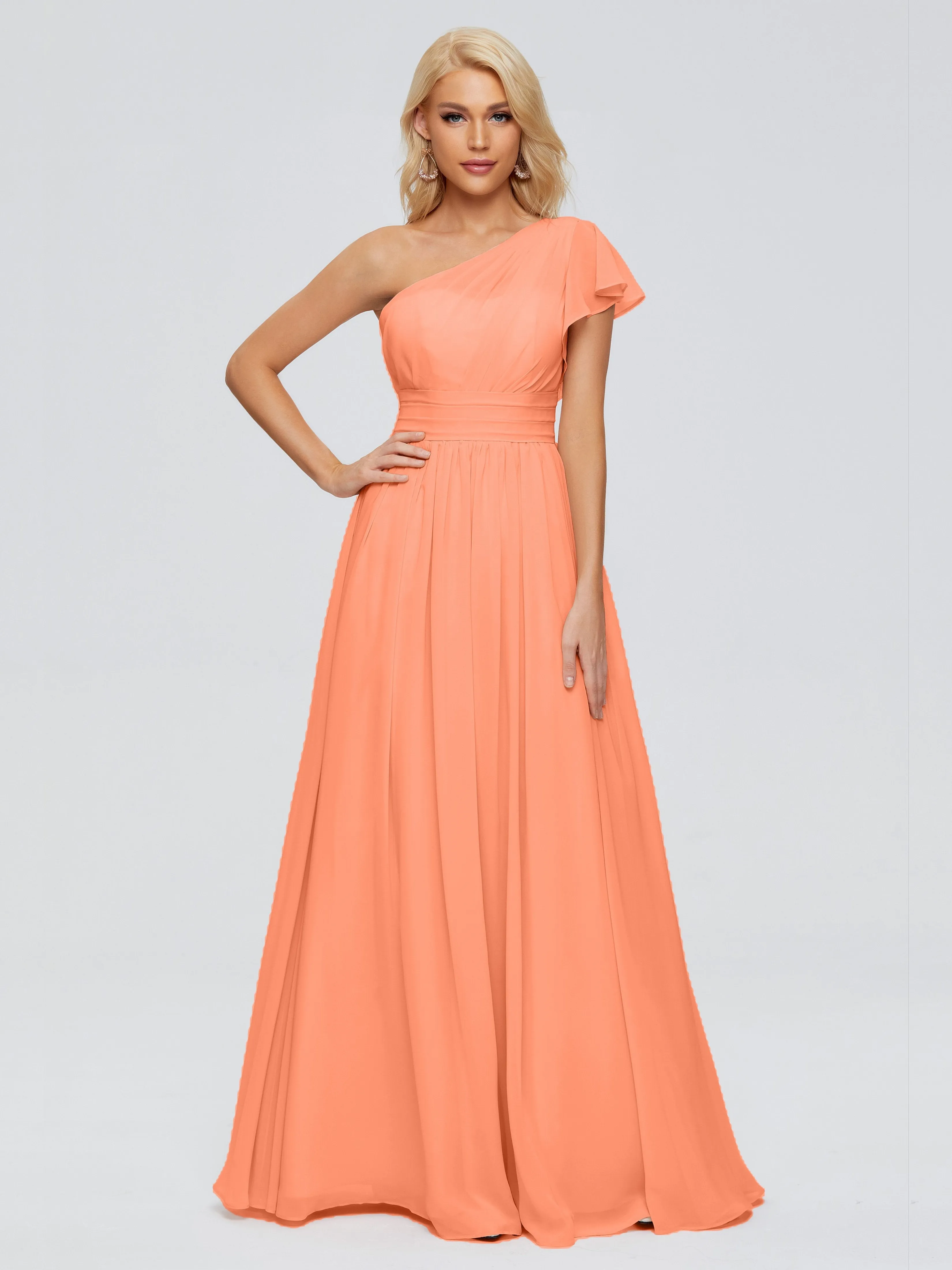 Rylee Gorgeous One Shoulder Pleated Chiffon Bridesmaid Dresses