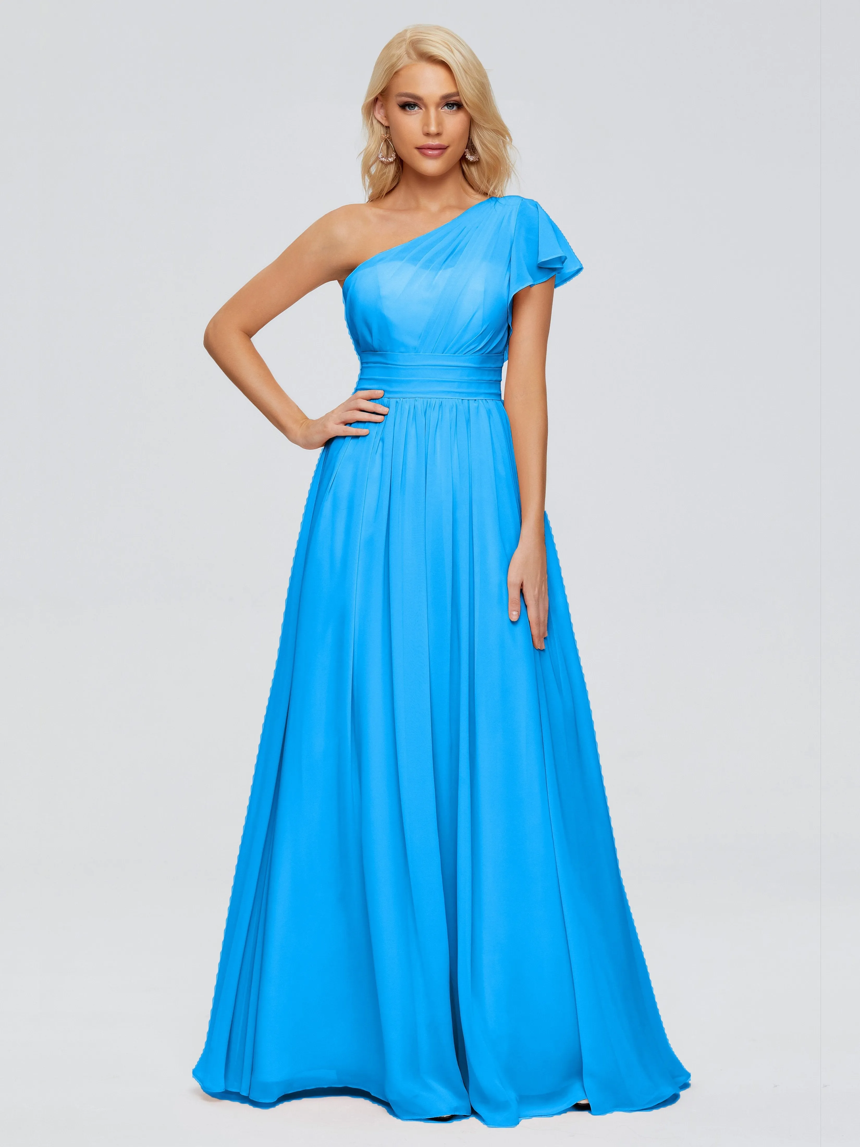 Rylee Gorgeous One Shoulder Pleated Chiffon Bridesmaid Dresses