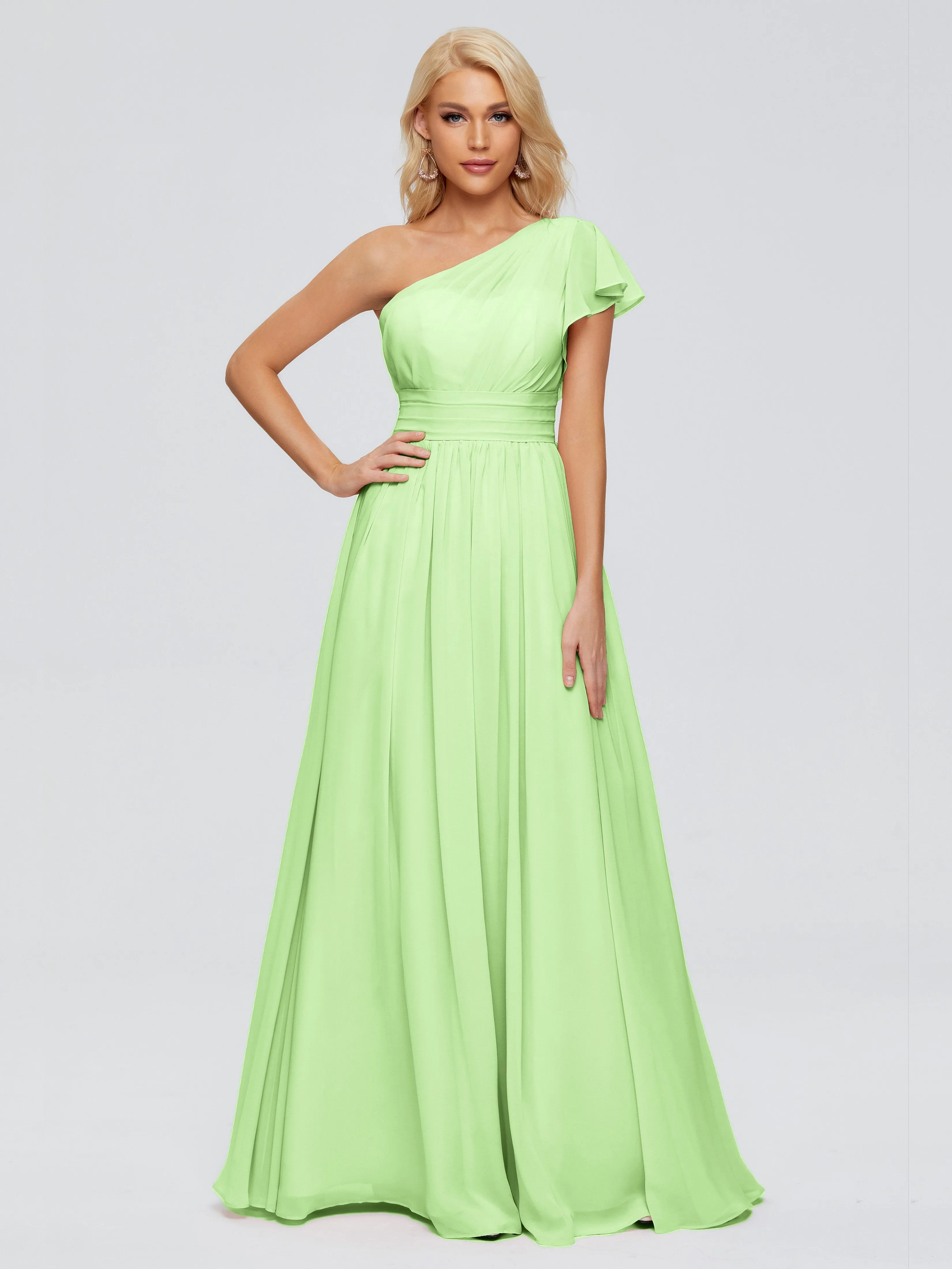 Rylee Gorgeous One Shoulder Pleated Chiffon Bridesmaid Dresses