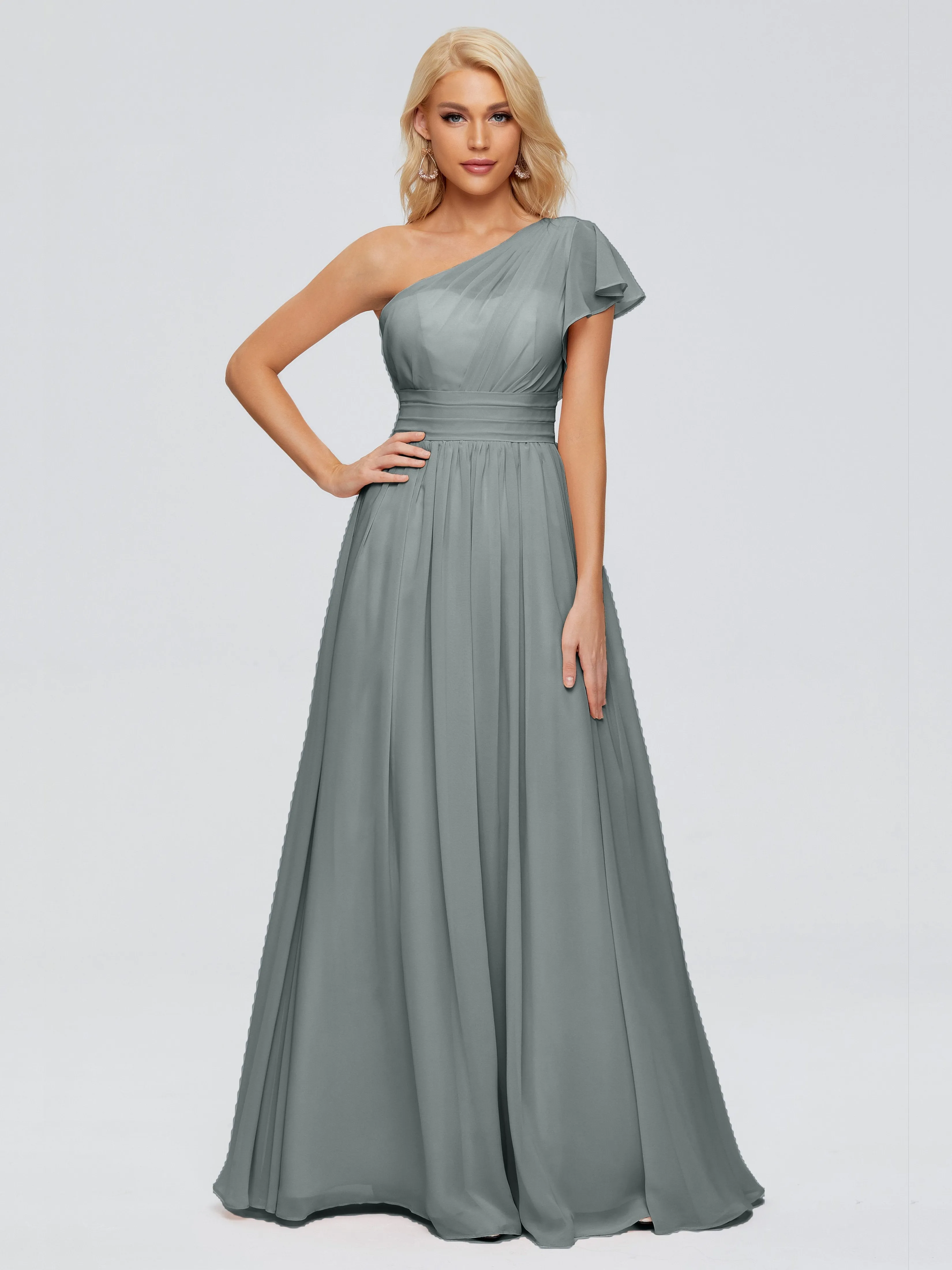 Rylee Gorgeous One Shoulder Pleated Chiffon Bridesmaid Dresses