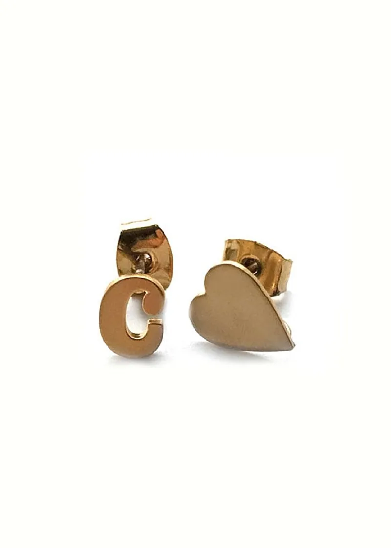 Saba Letter & Heart Earrings