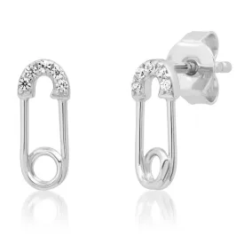 SAFETY PIN STUD, SILVER