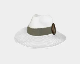 Sage Buckle White Panama Sun Hat  - The Cap D'Antibes