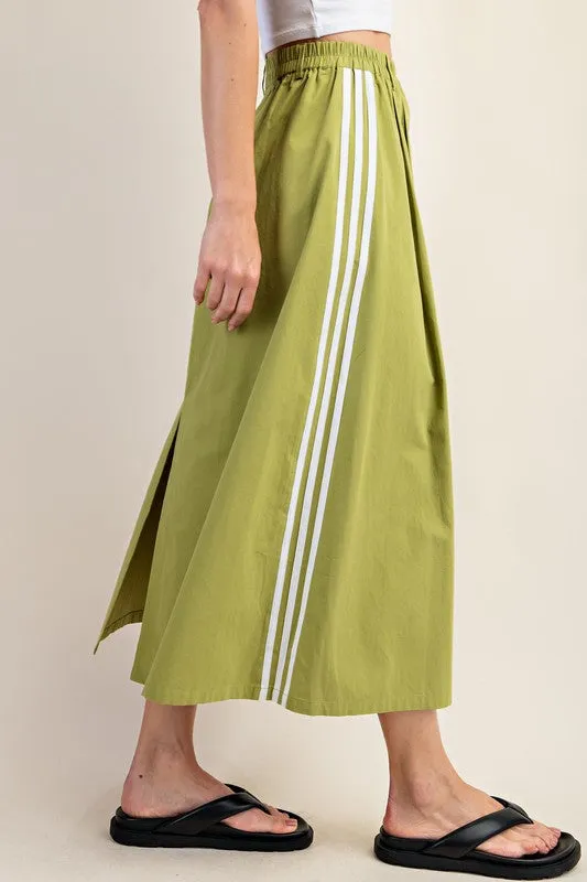 Sage Elastic Waistband Midi Skirt