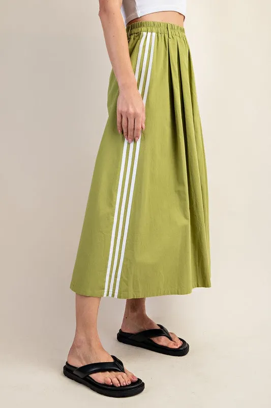 Sage Elastic Waistband Midi Skirt