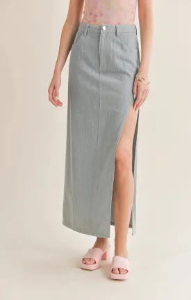 Sage The Label - Locals Only Pinstripe Maxi Denim Skirt