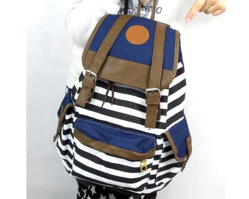 Sailor Stripes Drawstring Rucksack - Black