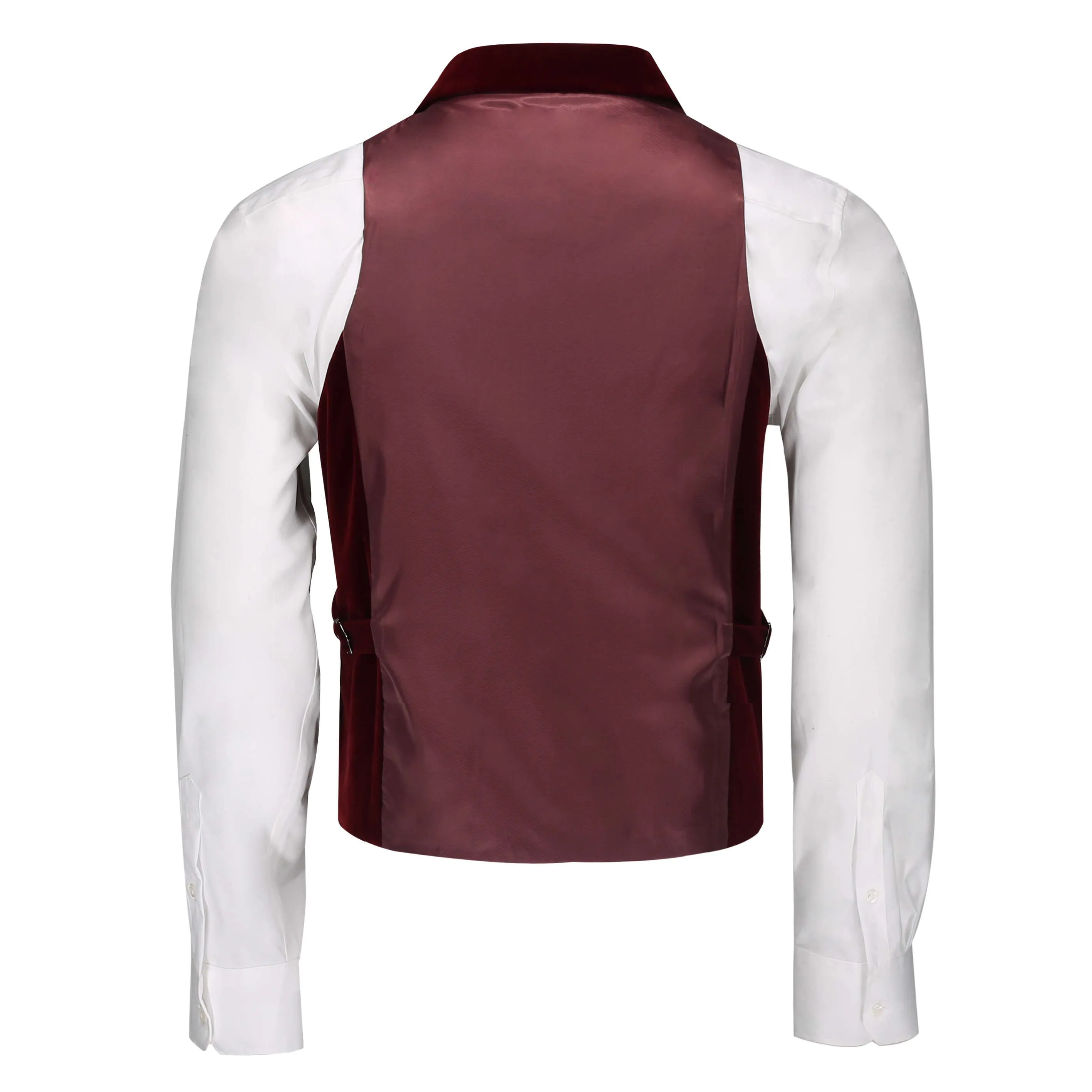 SAM - BURGUNDY VELVET DOUBLE BREASTED COLLAR WAISTCOAT