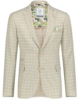 Sand Linen Check Blazer