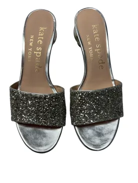 Sandals Heels Block By Kate Spade In Silver, Size: 7