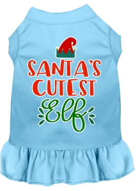 Santa's Cutest Elf Screen Print Dog Dress Baby Blue Xxxl