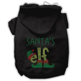 Santa's Elf Rhinestone Dog Hoodie Black L (14)