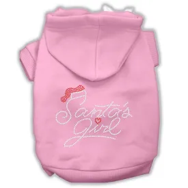 Santa's Girl Rhinestone Dog Hoodie Light Pink L (14)