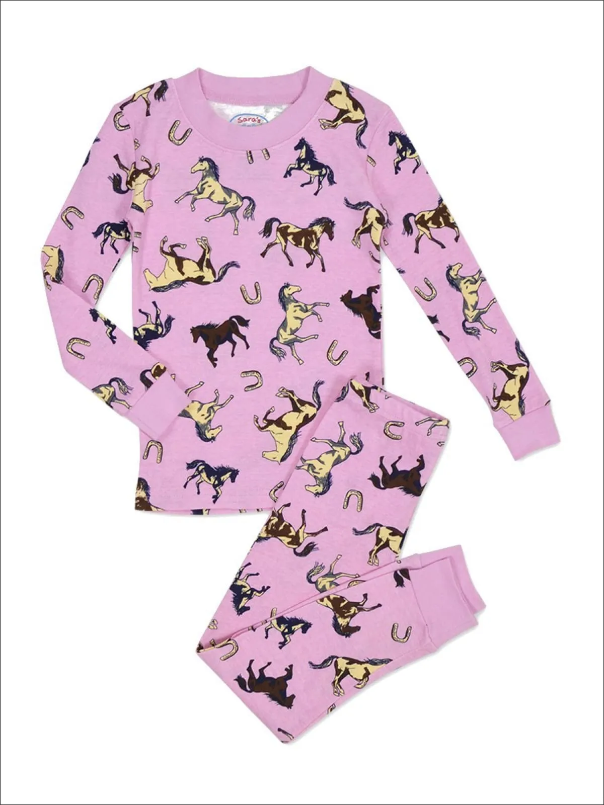 Sara's Prints Girls' All Cotton Long John Pajama Set