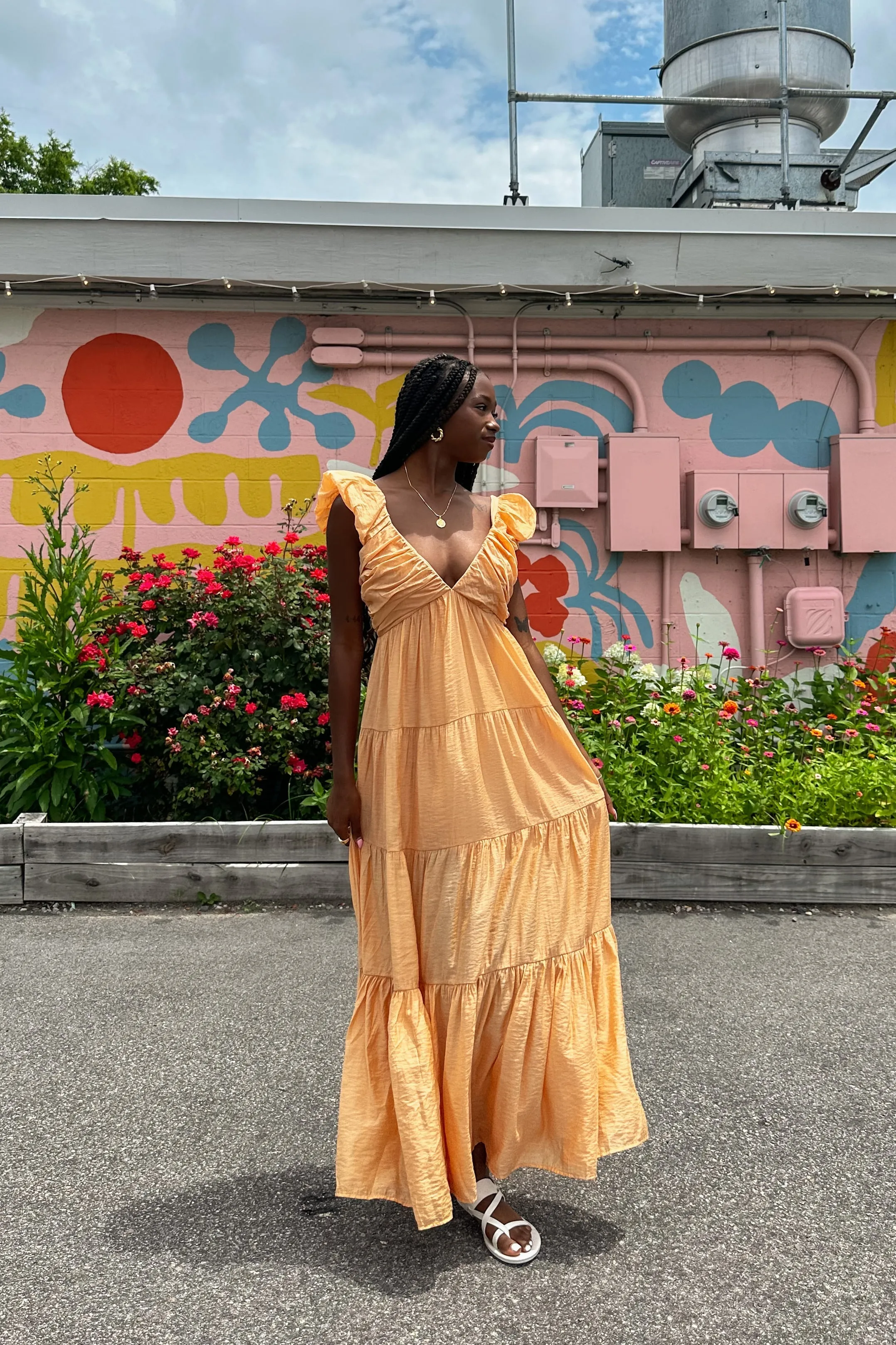 Sariah Midi Dress in Orange | Restocked  | Slightly Damaged