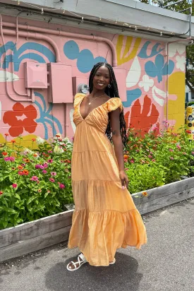 Sariah Midi Dress in Orange | Restocked  | Slightly Damaged