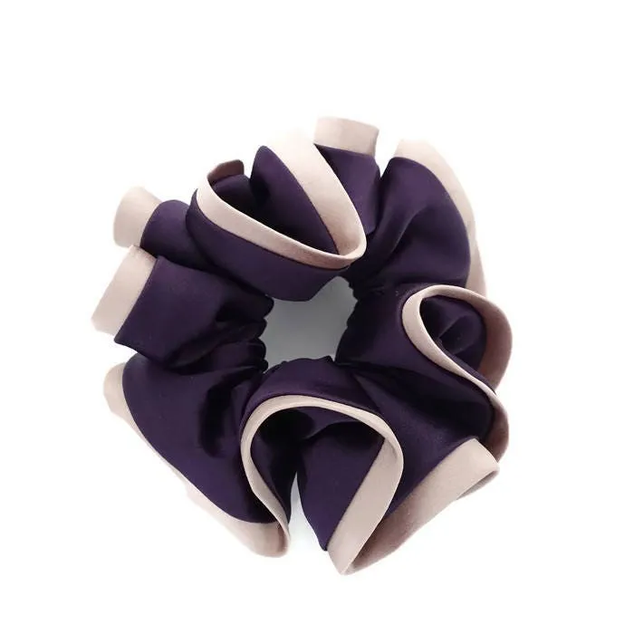 Satin Biased Trim Scrunchies Two Tone Glossy Fabric Elastic scrunchy Ponytail Holder women Hair ties Accessory