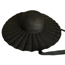 Scalloped Dolce Straw Hat Black