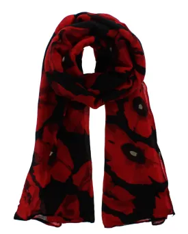 Scarf with Large Red Poppies