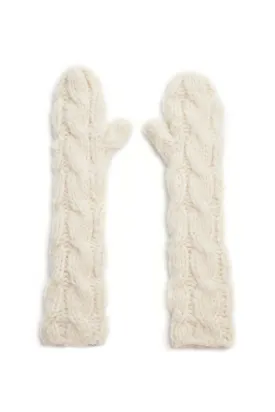 Scarlett Knit Mittens in Ivory Welfat Cashmere