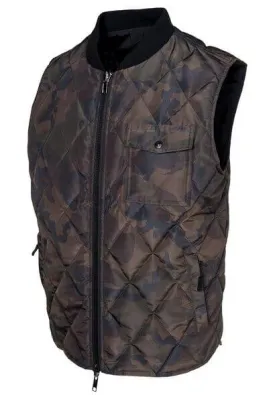 Schott NYC - Reversible Lightweight Quilted Down Filled Vest - Black/Camo