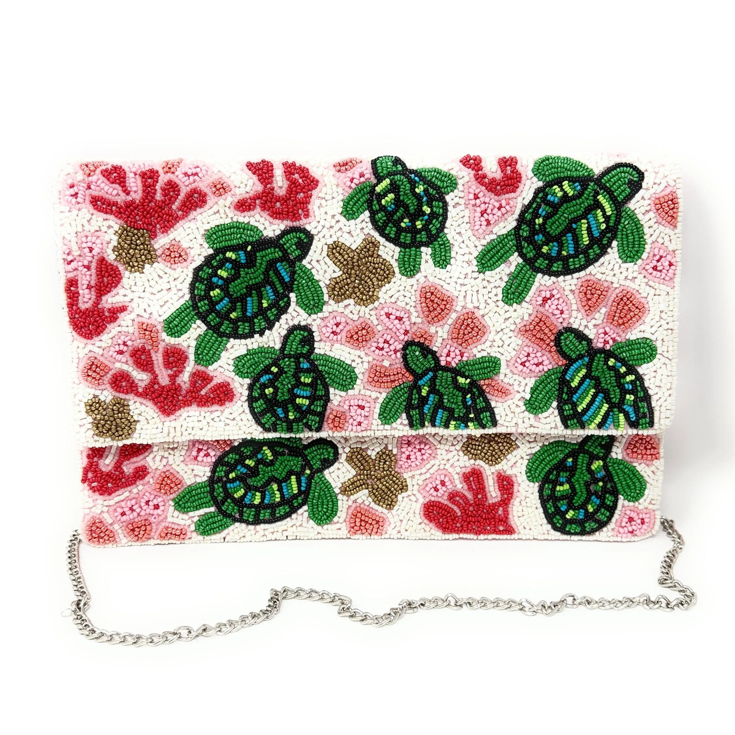 Sea Turtle Beaded Clutch Purse