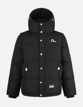 Seagull Embroidery Detachable Relax Fit Down Jacket