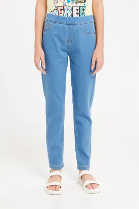 Senior Girls Blue Basic Jeggings