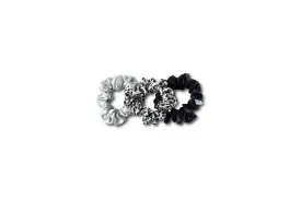 Set of 3 Mulberry Silk Classic Scrunchies in Silver Grey Leopard