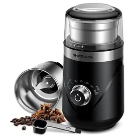 SHARD OR Stainless Steel Electric Adjustable Coffee & Spice Grinder with Removable Bowl