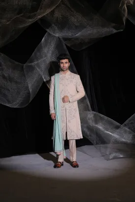 Sherwani With Multi Colour Resham And Dabka Work