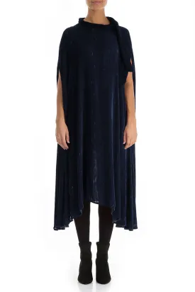 Side Neck Tie Navy Kaftan Dress